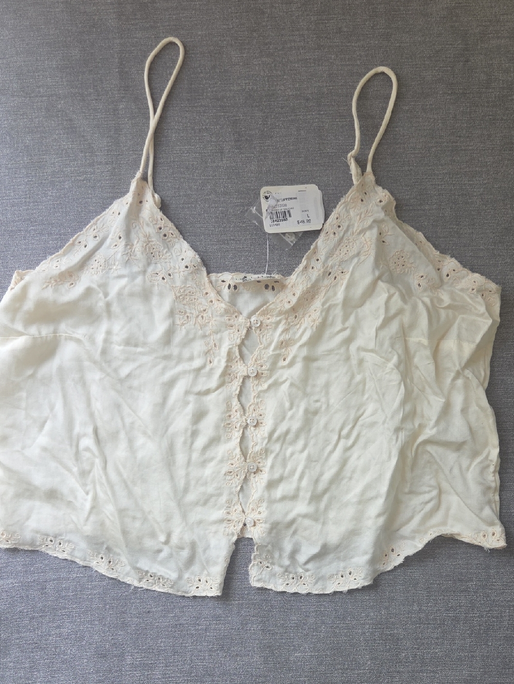 Storm Ivory Eyelet Lace Button Cami